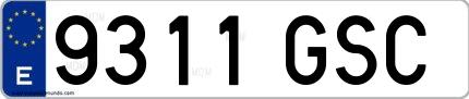 Ejemplo de matrícula española 9311 GSC