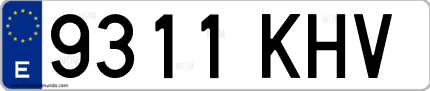 Ejemplo de matrícula de coche ordinaria 9311 KHV