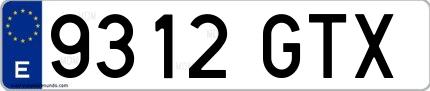 Ejemplo de matrícula española 9312 GTX