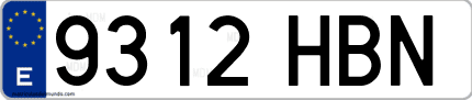 Ejemplo de matrícula de coche ordinaria 9312 HBN