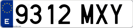 Ejemplo de matrícula de coche ordinaria 9312 MXY