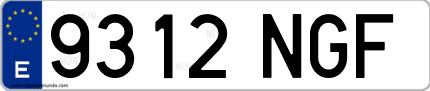 Ejemplo de matrícula de coche ordinaria 9312 NGF