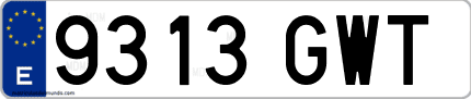 Ejemplo de matrícula de coche ordinaria 9313 GWT