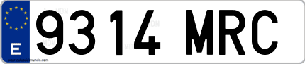 Ejemplo de matrícula de coche ordinaria 9314 MRC