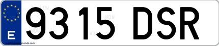 Ejemplo de matrícula española 9315 DSR