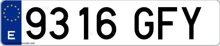 Ejemplo de matrícula española 9316 GFY