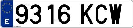 Ejemplo de matrícula española 9316 KCW