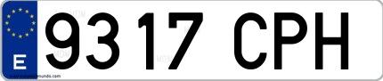 Ejemplo de matrícula española 9317 CPH