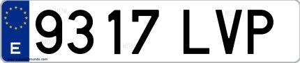 Ejemplo de matrícula española 9317 LVP