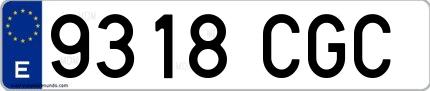 Ejemplo de matrícula española 9318 CGC