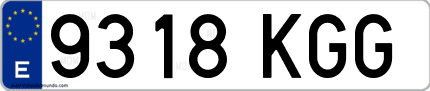 Ejemplo de matrícula de coche ordinaria 9318 KGG