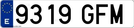 Ejemplo de matrícula española 9319 GFM