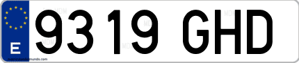 Ejemplo de matrícula de coche ordinaria 9319 GHD