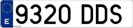 Ejemplo de matrícula española 9320 DDS