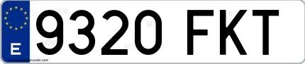 Ejemplo de matrícula española 9320 FKT