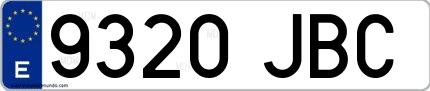 Ejemplo de matrícula española 9320 JBC