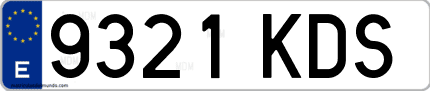 Ejemplo de matrícula de coche ordinaria 9321 KDS