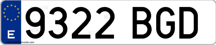 Ejemplo de matrícula de coche ordinaria 9322 BGD
