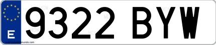 Ejemplo de matrícula española 9322 BYW