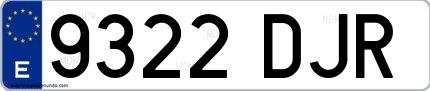Ejemplo de matrícula española 9322 DJR