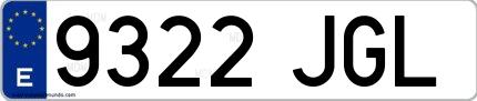 Ejemplo de matrícula española 9322 JGL