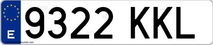 Ejemplo de matrícula española 9322 KKL