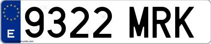 Ejemplo de matrícula española 9322 MRK