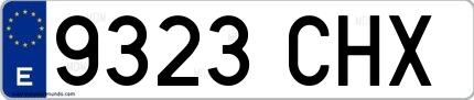 Ejemplo de matrícula española 9323 CHX