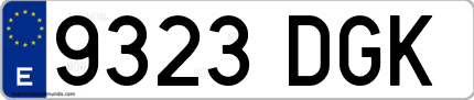 Ejemplo de matrícula de coche ordinaria 9323 DGK
