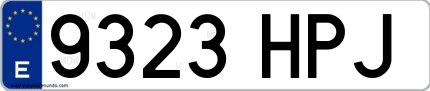 Ejemplo de matrícula española 9323 HPJ