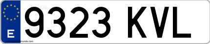 Ejemplo de matrícula de coche ordinaria 9323 KVL