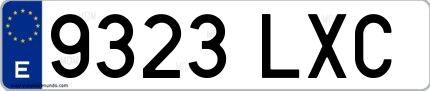 Ejemplo de matrícula española 9323 LXC