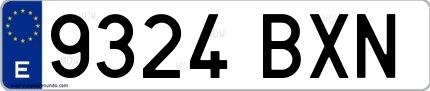Ejemplo de matrícula española 9324 BXN