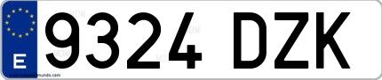Ejemplo de matrícula española 9324 DZK