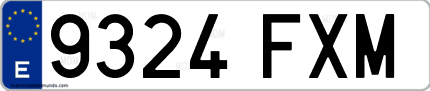 Ejemplo de matrícula de coche ordinaria 9324 FXM