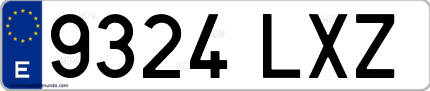 Ejemplo de matrícula de coche ordinaria 9324 LXZ