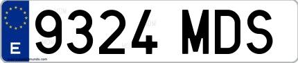 Ejemplo de matrícula española 9324 MDS