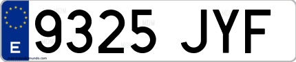 Ejemplo de matrícula de coche ordinaria 9325 JYF