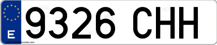 Ejemplo de matrícula de coche ordinaria 9326 CHH
