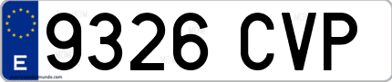 Ejemplo de matrícula de coche ordinaria 9326 CVP