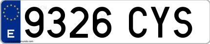 Ejemplo de matrícula española 9326 CYS