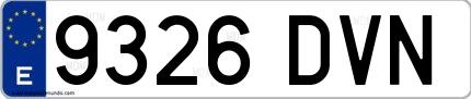 Ejemplo de matrícula española 9326 DVN