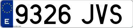 Ejemplo de matrícula de coche ordinaria 9326 JVS