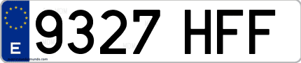Ejemplo de matrícula de coche ordinaria 9327 HFF