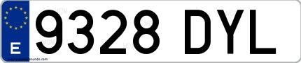 Ejemplo de matrícula española 9328 DYL