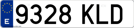Ejemplo de matrícula de coche ordinaria 9328 KLD