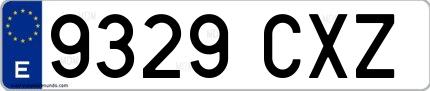 Ejemplo de matrícula española 9329 CXZ