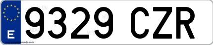 Ejemplo de matrícula española 9329 CZR