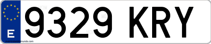 Ejemplo de matrícula de coche ordinaria 9329 KRY