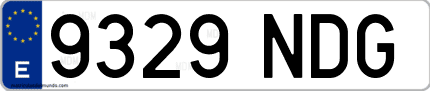 Ejemplo de matrícula de coche ordinaria 9329 NDG